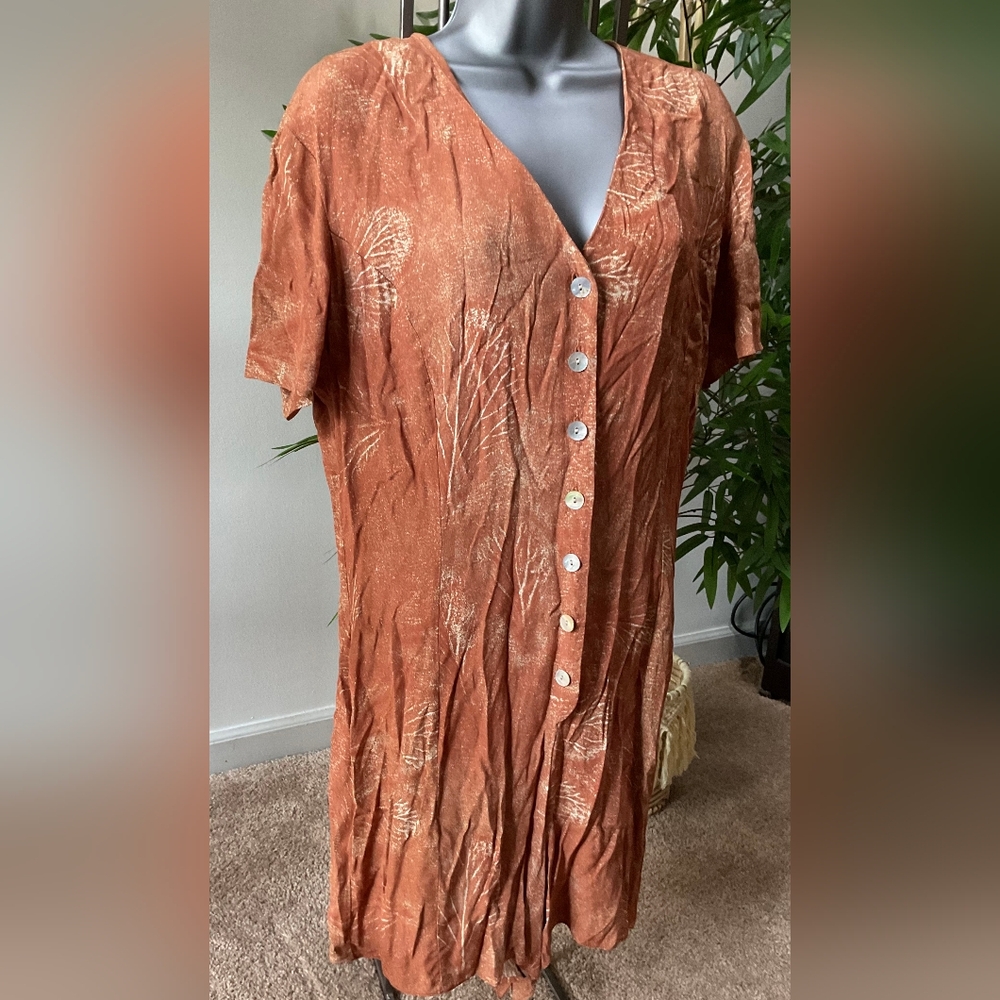 Isabel Ardee Brown Rust Patterned Button-Up Romper - Picture 2 of 5